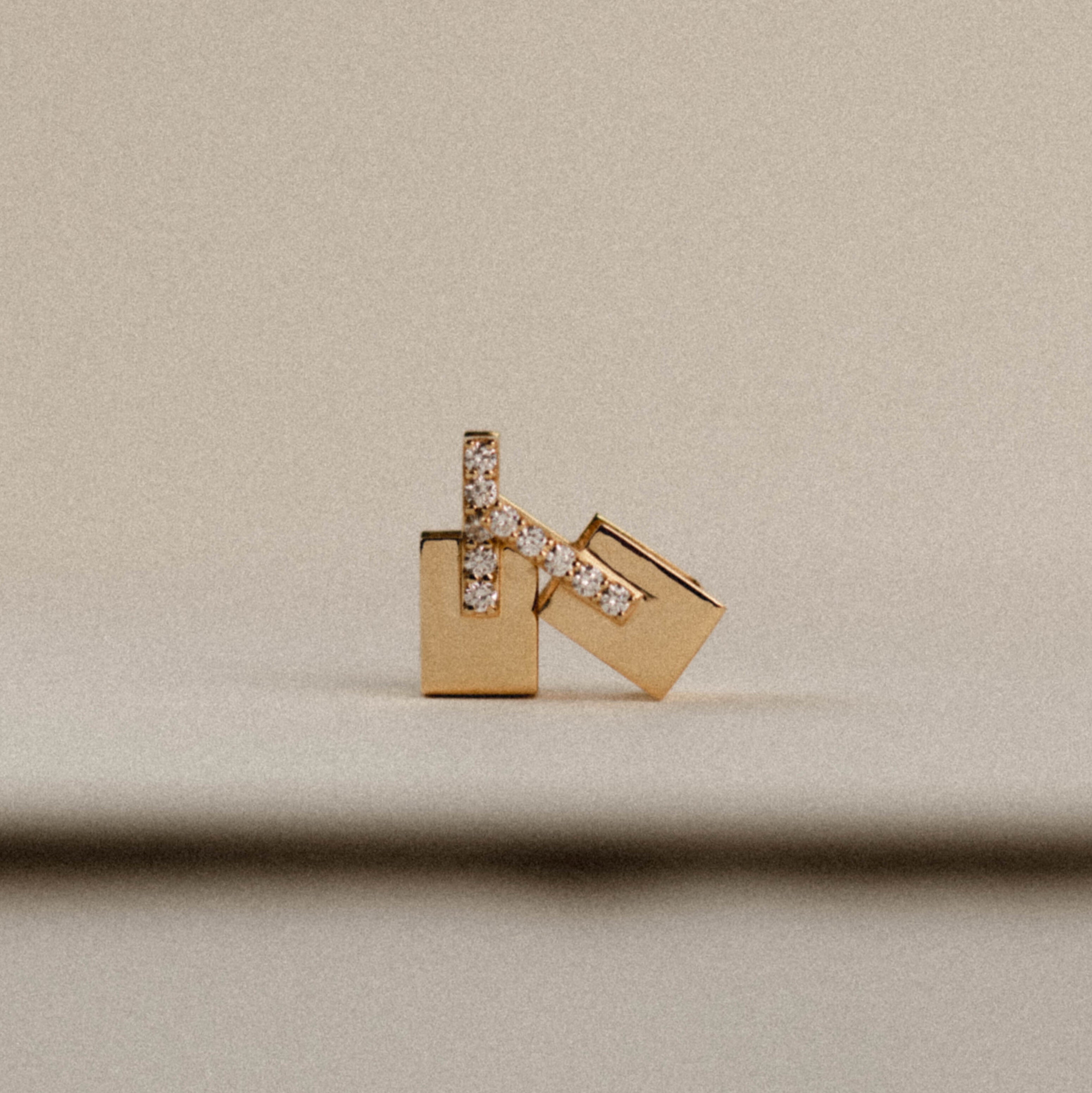 La Ligne Square Gold Earrings