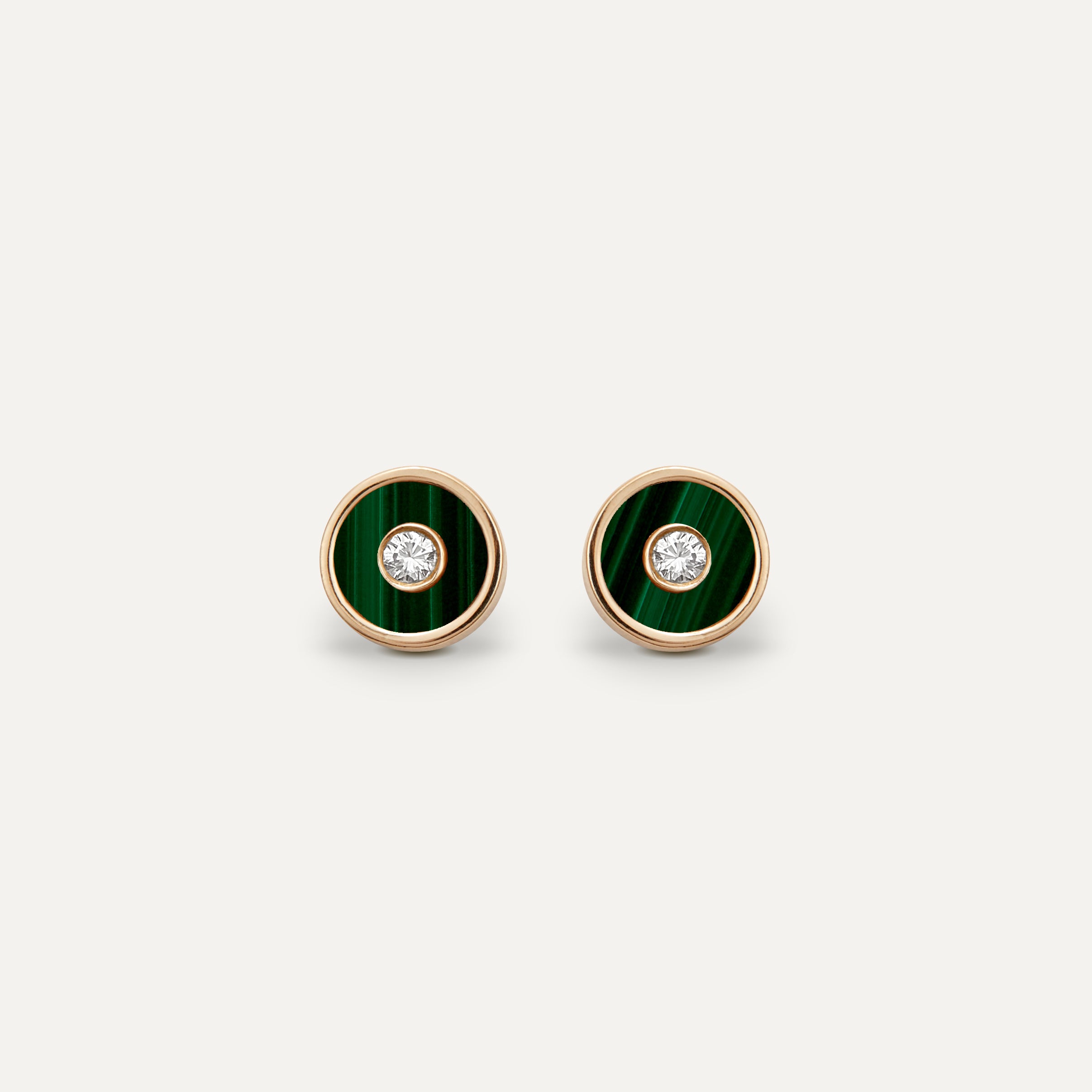 Les Clous N.1, Malachite and Diamond earrings