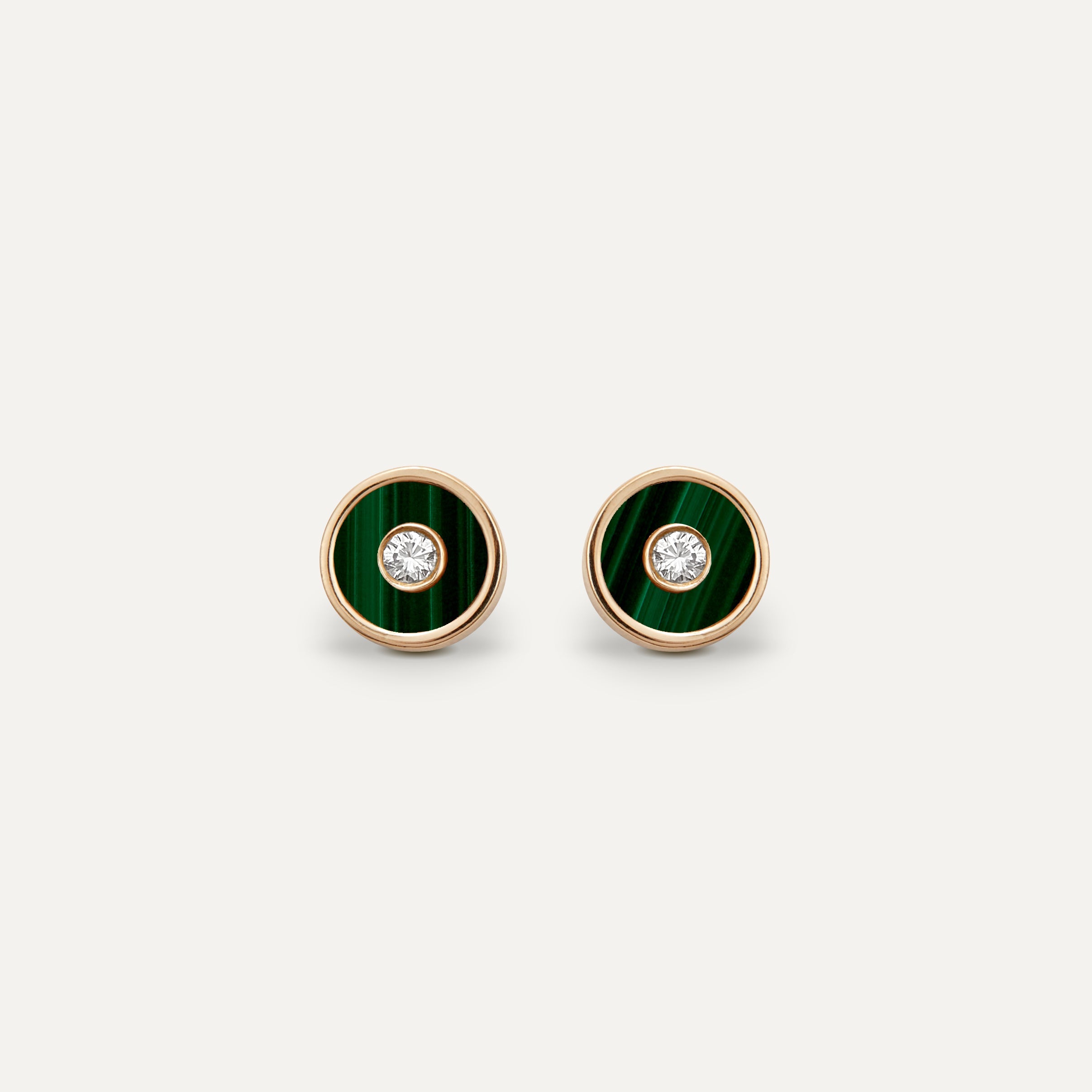 Les Clous N.1, Malachite and Diamond earrings