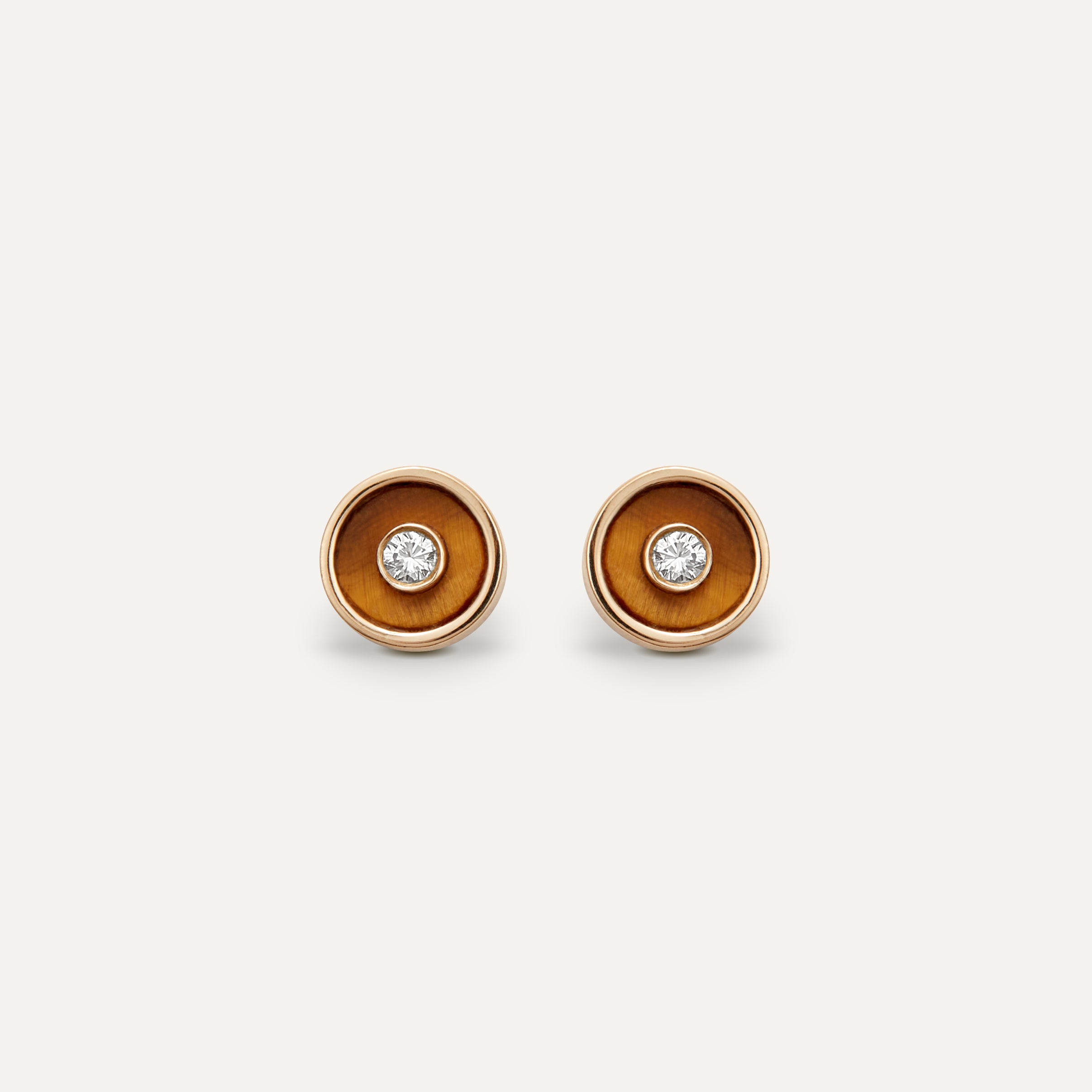 Les Clous N.1, Tiger Eye and Diamond earrings