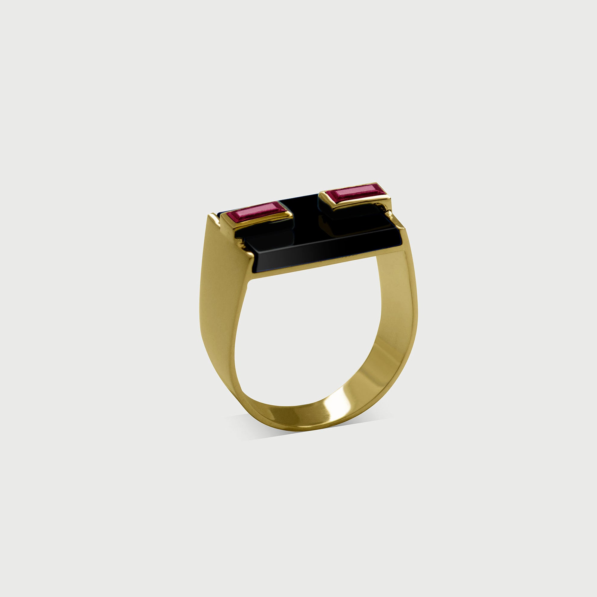 Milestone 1 Onyx & Baguette Cut Rubies Ring