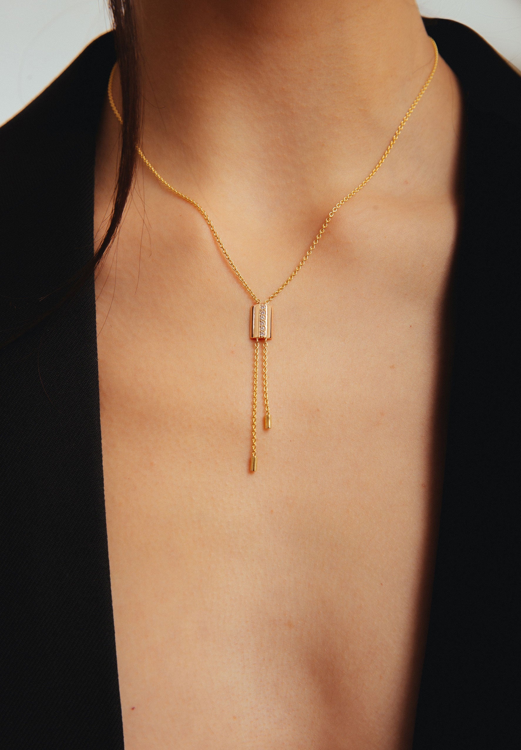 La Ligne Gold & Diamonds Tie Necklace