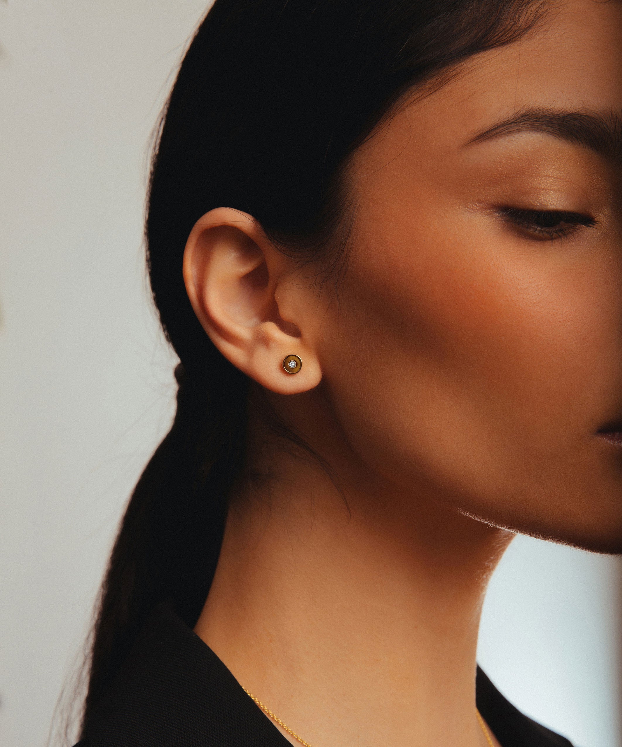 Les Clous N.1, Tiger Eye and Diamond earrings