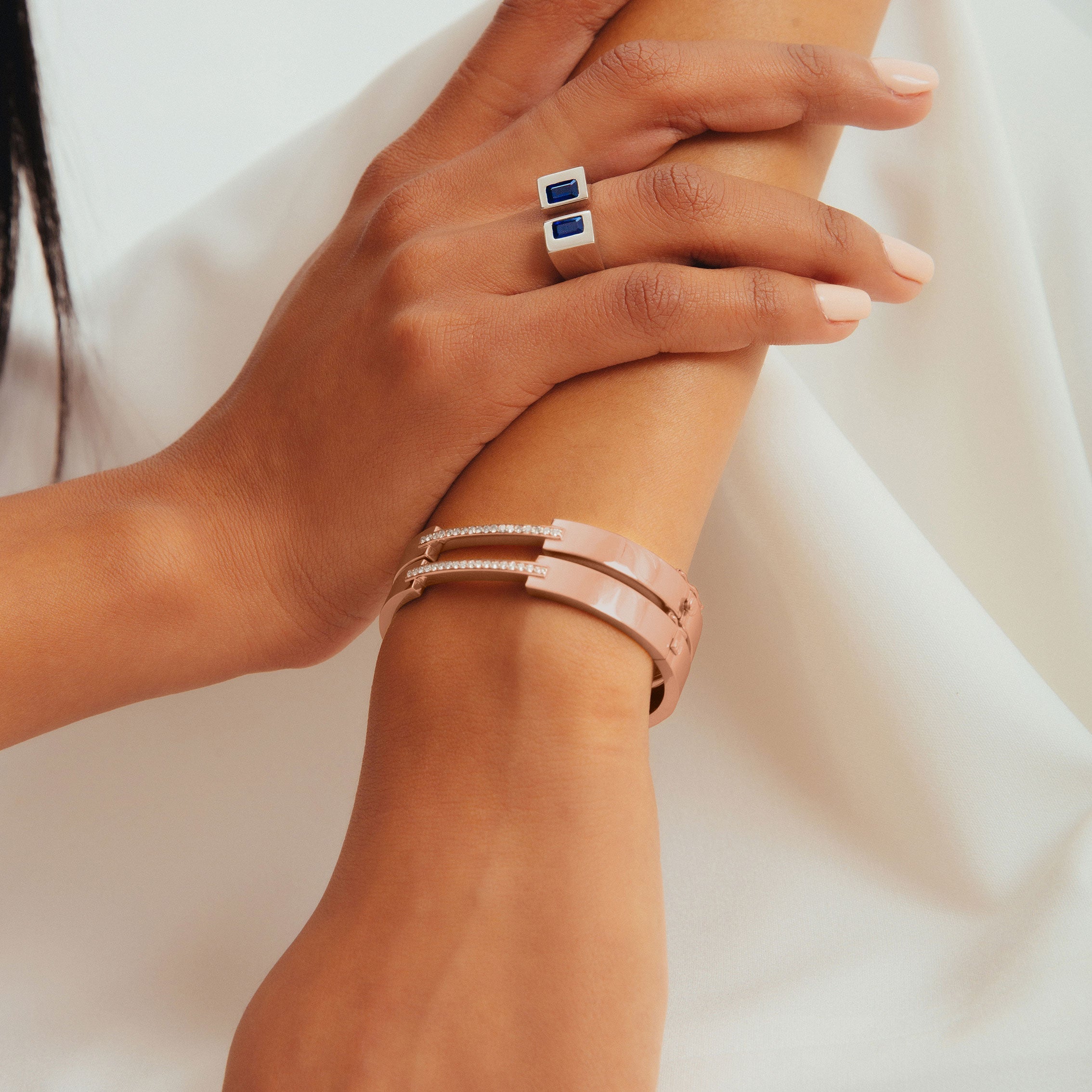 La Ligne Bangle Rose Gold & Diamonds Bracelet