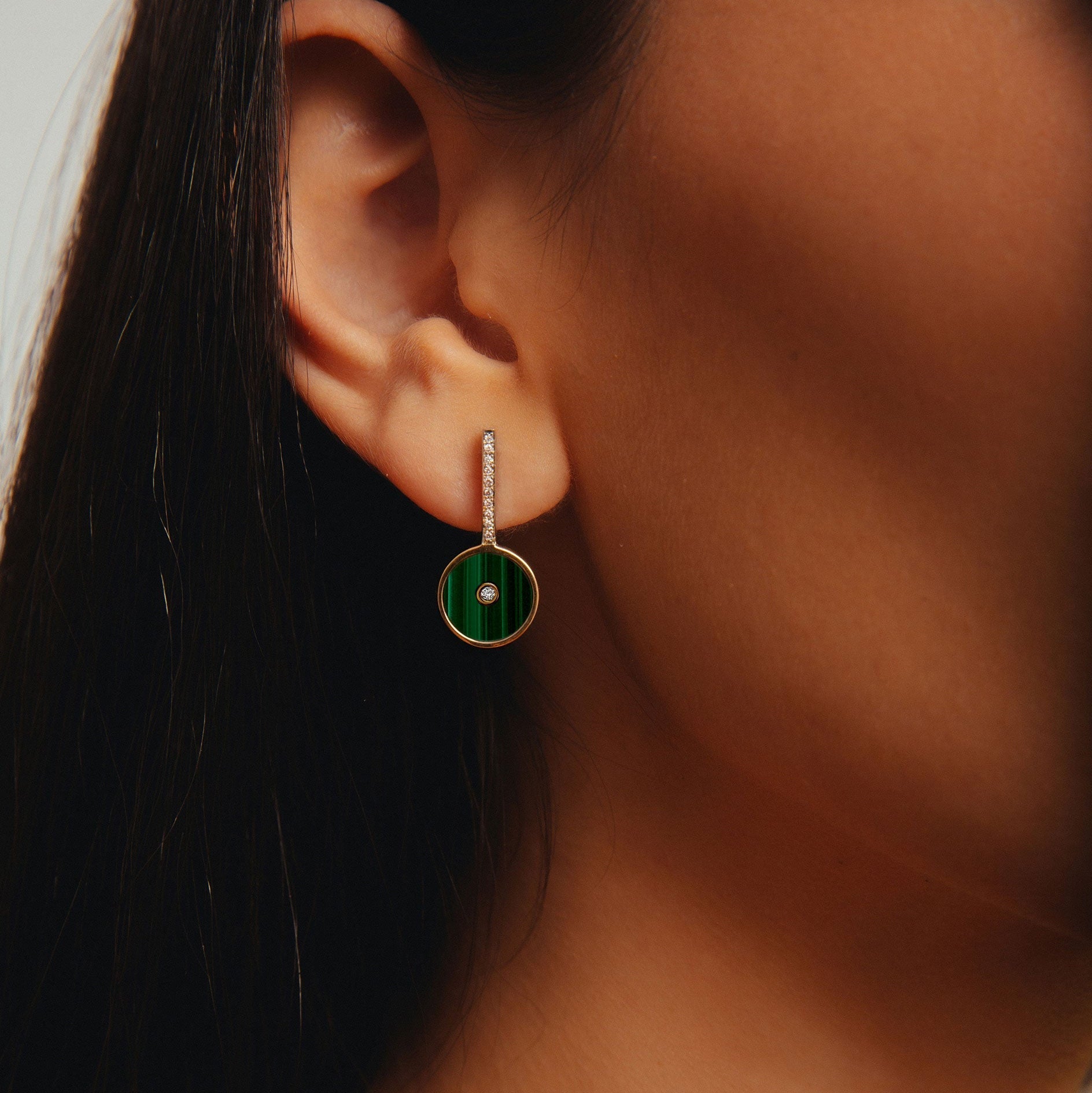 Déco Malachite & Diamonds Earrings