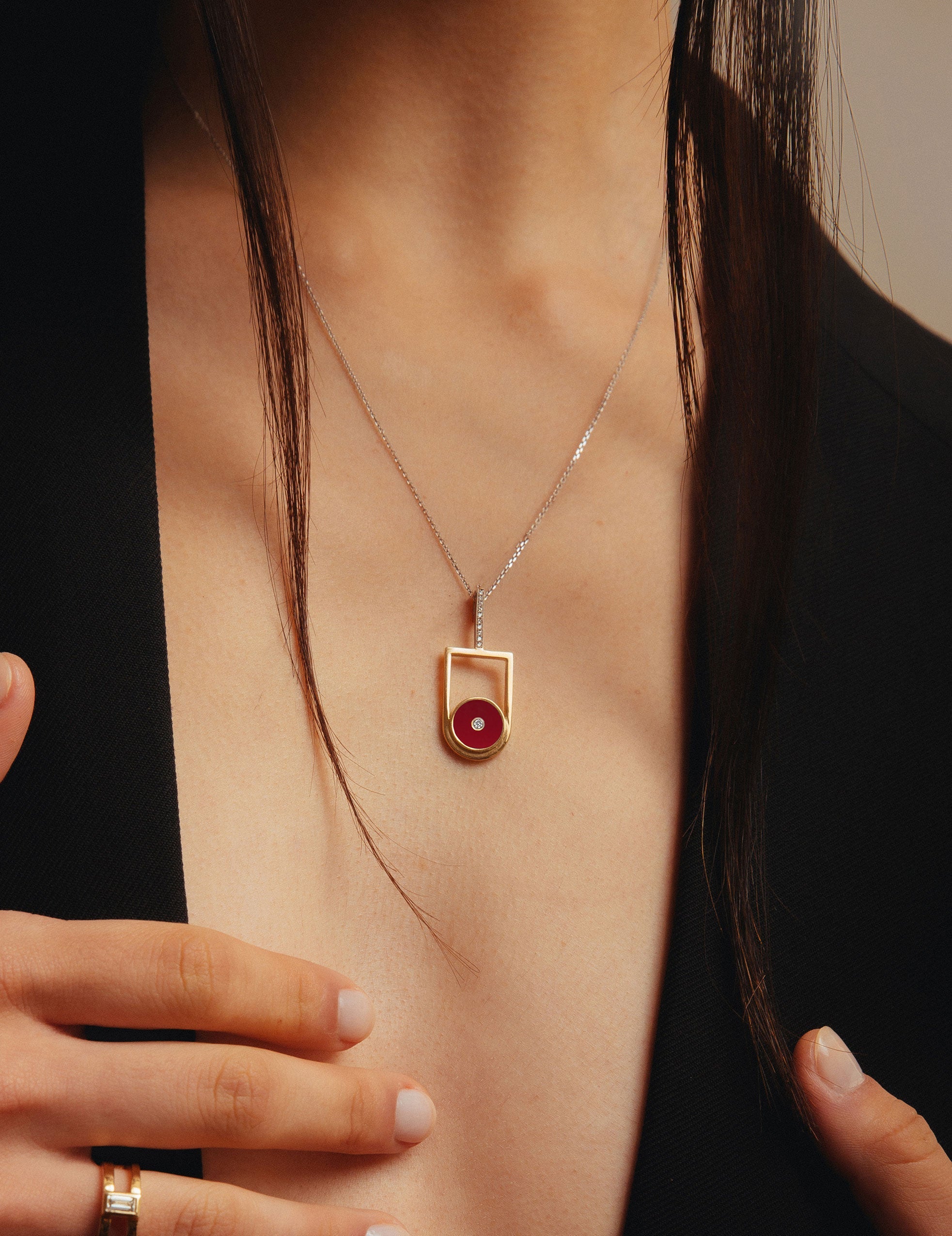 Déco Carnelian & Diamonds Necklace