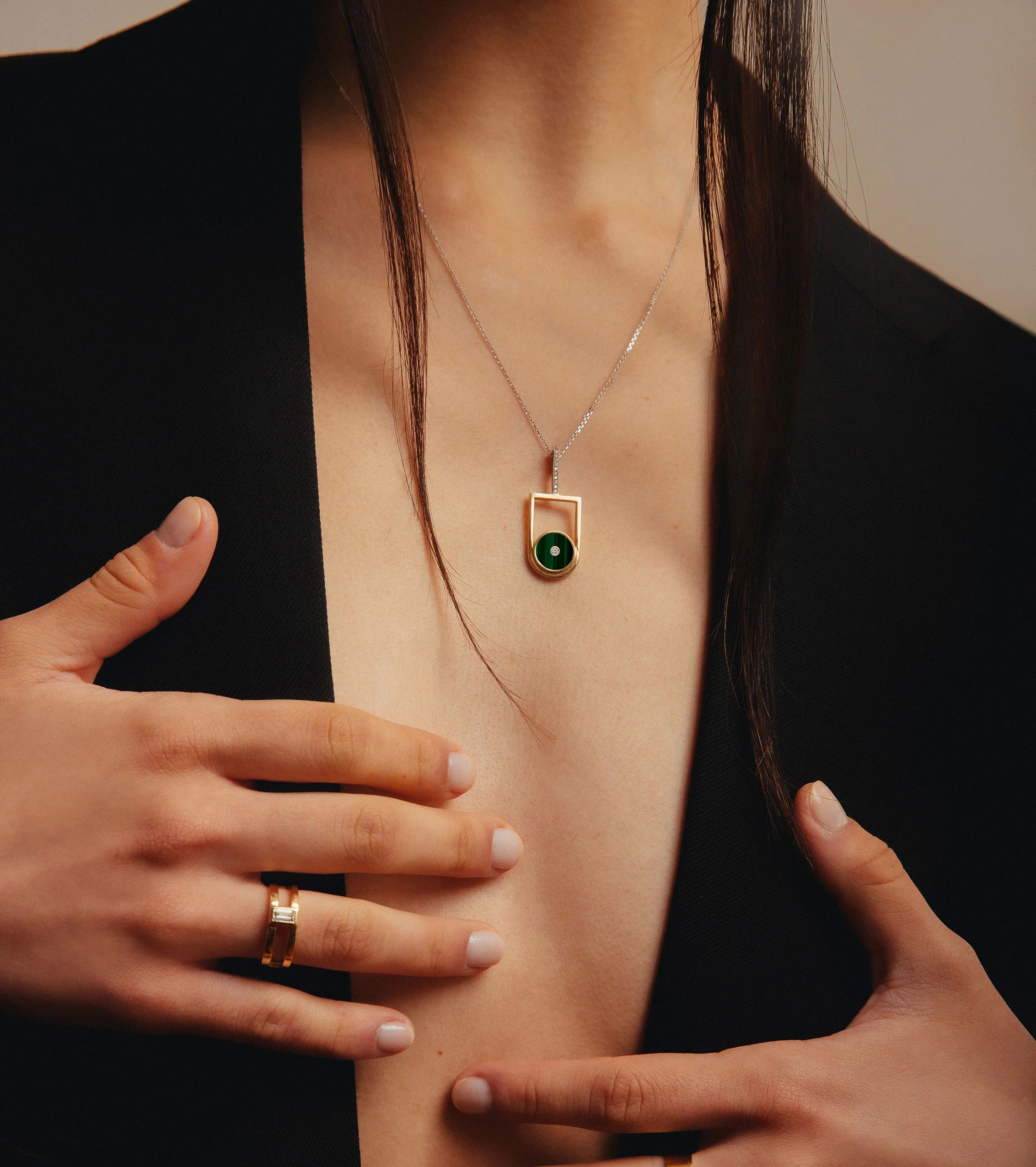 Déco Malachite & Diamonds Necklace